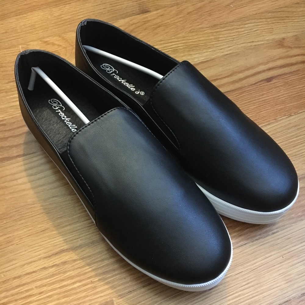 Black Platform Slip On Shoes